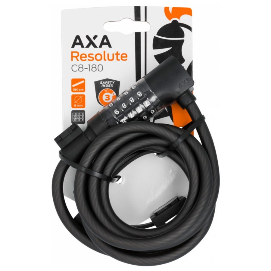 Kabelslot AXA Resolute C8-180 8mm x 180cm zwart