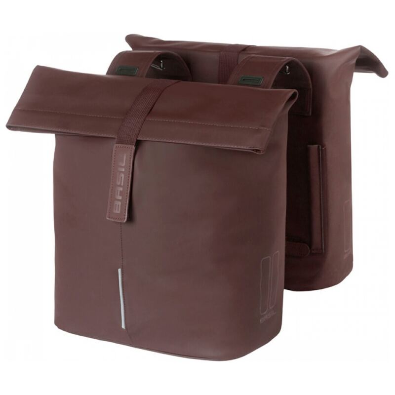 Fietstassen Basil City Vegan Leather dubbel 32 liter bruin