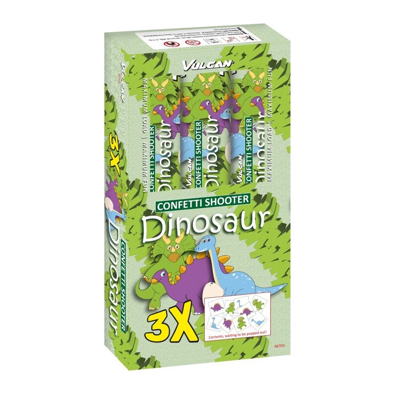 Confetti Shooter DINOSAUR - Vulcan Fireworks (3 stuks / pak)