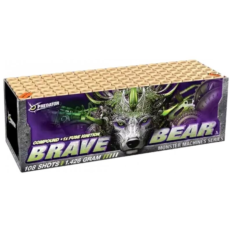 Brave Bear compound cakebox - Lesli Fireworks (1500 gram / 108 schots)