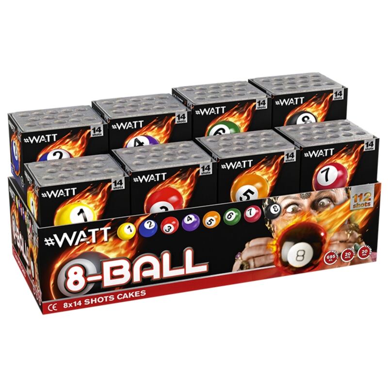 8-Ball Mastered combideal siercakes - #WATT Fireworks (700 gram / 112 schots)