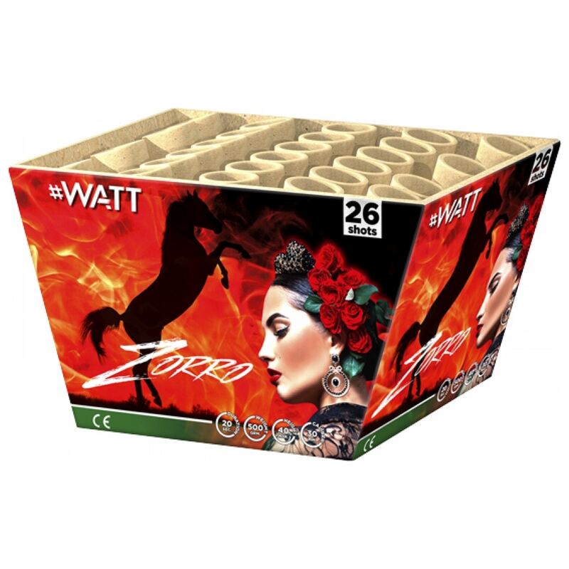 Zorro Fan siercake - #WATT Fireworks (500 gram / 26 schots)