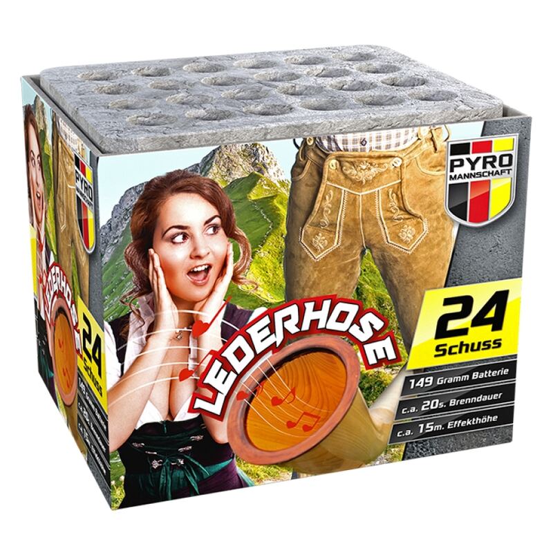 Lederhose Batterie siercake - Germany Import (150 gram / 24 schots)