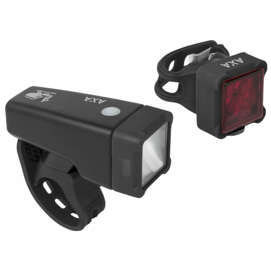 Lampenset AXA Niteline T4-R USB LED zwart