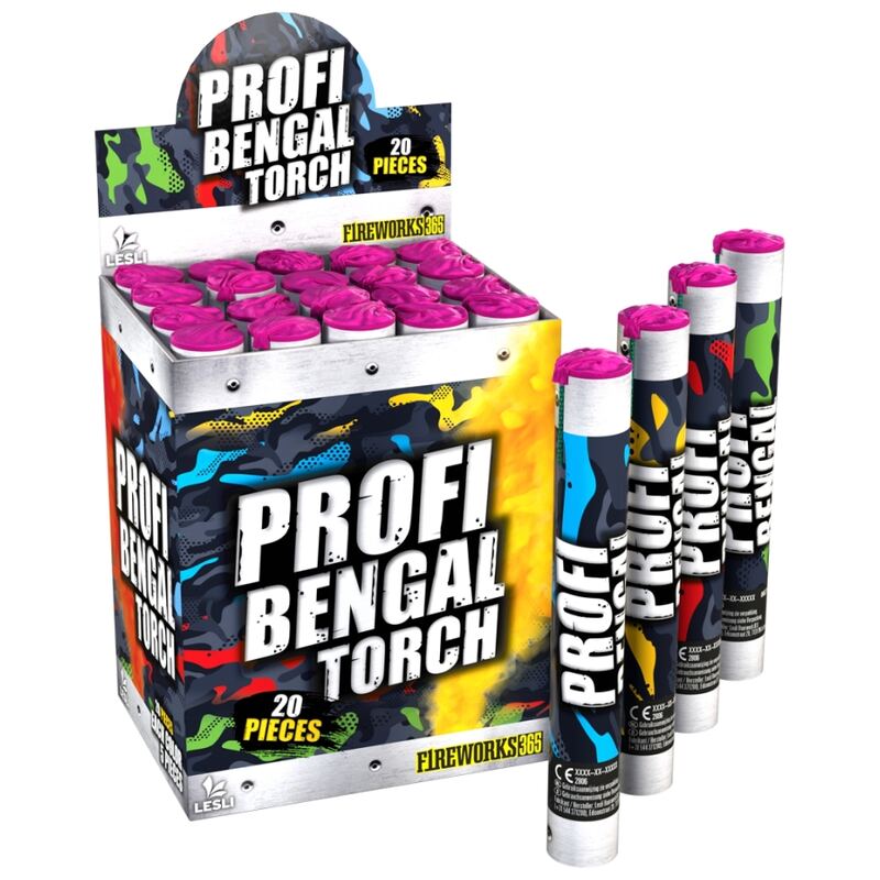 Profi Bengal Torch RED stadionfakkel - Lesli Fireworks (1 stuks / pak)