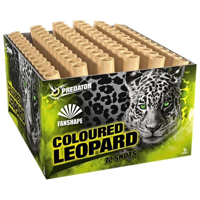 Coloured Leopard compound cakebox - Lesli Fireworks (600 gram / 72 schots)