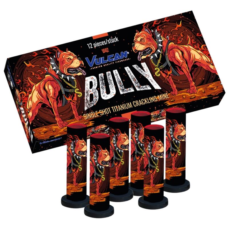 Bully Crackermine single tubes 1+1 GRATIS - Vulcan Vuurwerk (12 stuks / pak)