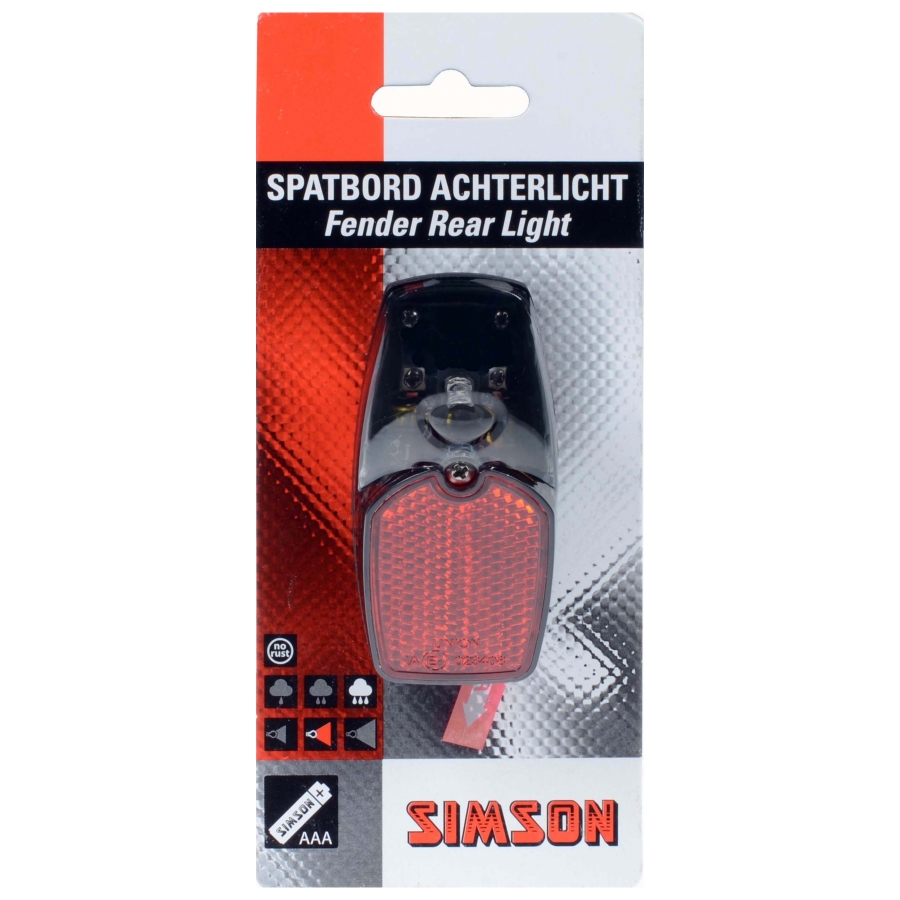 Achterlicht Simson DC0602A Spatbord LED batterijen rood