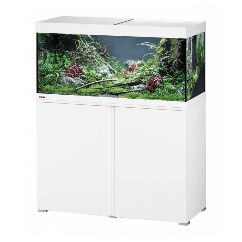 Eheim vivaline 180 wit maten zijn 101x42x119 cm met een inhoud van 180 liter compleet met kast en led verlichting en binnen filter en verwarming