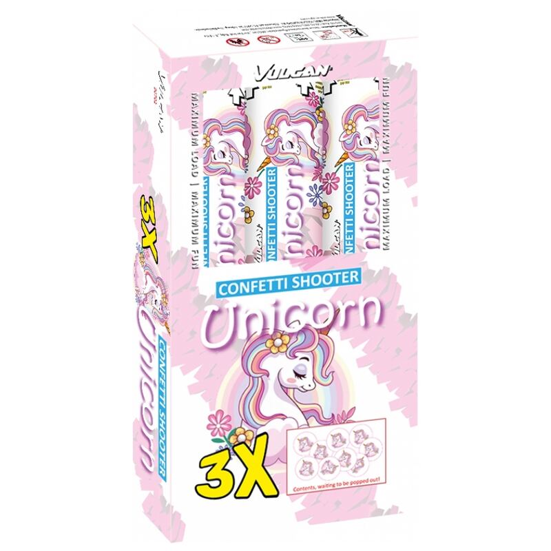 Confetti Shooter UNICORN - Vulcan Fireworks (3 stuks / pak)