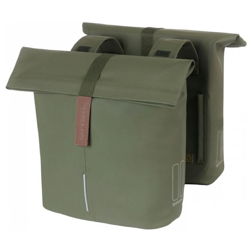 Fietstassen Basil City Vegan Leather dubbel 32 liter groen